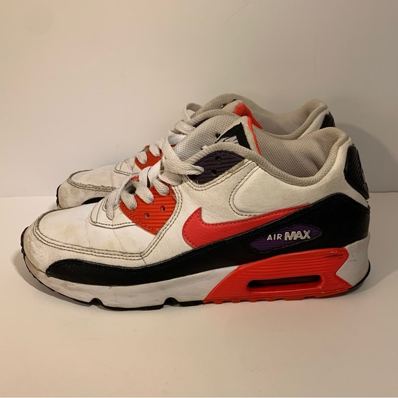 👟 NIKE AIR MAX 90 LTR WHITE CRIMSON GS YOUTH RUNNING SHOES 👟 - Picture 2 of 7